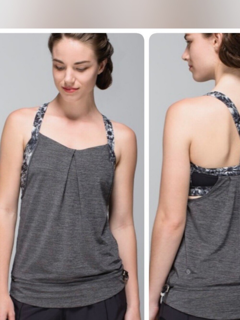 Lululemon Heathered Black Flowabunga Rest Less Tank Size 8 Med
